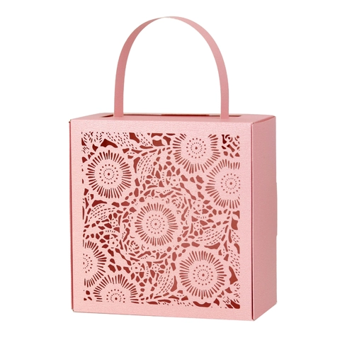 Europäische Laser Geschnitten Blumen Perlmuttpapier Süßigkeitenschachtel Handtasche Stil Hochzeit Party Geschenkverpackung Beutel Für Gäste