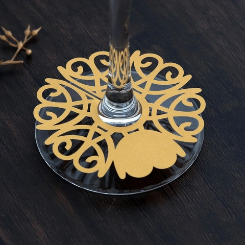 Laser Cut Heart Shape Wine Glass Place Card Artificial Pearl Paper Name Cards For Wedding Party Table Decoration Cup Marker