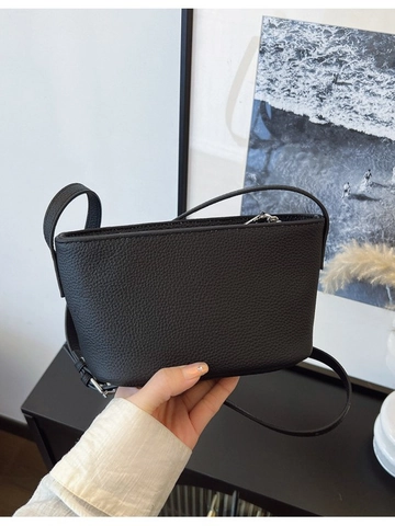 Minimalistische Damen Umhängetasche Aus Echtem Leder Litschi Textur Eimer Tasche Verstellbarer Riemen Reißverschluss Alltag