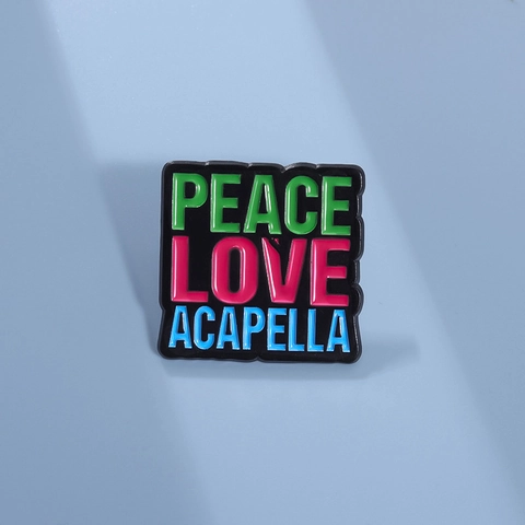 Peace Love Acapella Enamel Pin Alloy Letter Square Brooch Music Theme Badge For Clothes Backpack Unisex Jewelry Accessory
