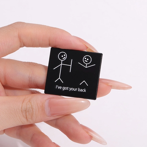 Broche de Aleación Lacado Humorístico Divertido Stickman I've Got Your Back Juego de Palabras Pin Creativo Dibujos Animados Slogan Insignia