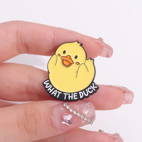 Funny Cartoon Yellow Duck Enamel Pins Cute Animal Brooches Detective Knife Duck Pun Pins For Backpack Denim Jacket Jewelry Gift