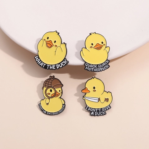 Cute Cartoon Yellow Duck Enamel Pin Humorous Animal Puns Zinc Alloy Brooch Badge For Backpack Jacket Accessory Jewelry