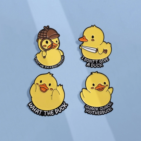 Cute Cartoon Yellow Duck Enamel Pin Humorous Animal Puns Zinc Alloy Brooch Badge For Backpack Jacket Accessory Jewelry