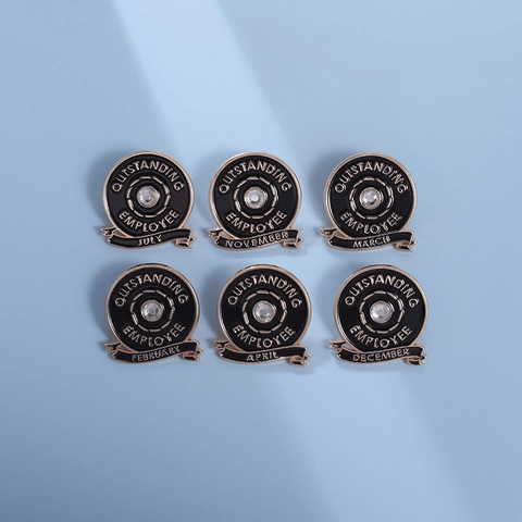 Herausragender Mitarbeiter Emaille Pin Runde Legierung Brosche Mit Strass Für Unternehmen Monatliche Auszeichnung Anerkennung Profi Geschenk