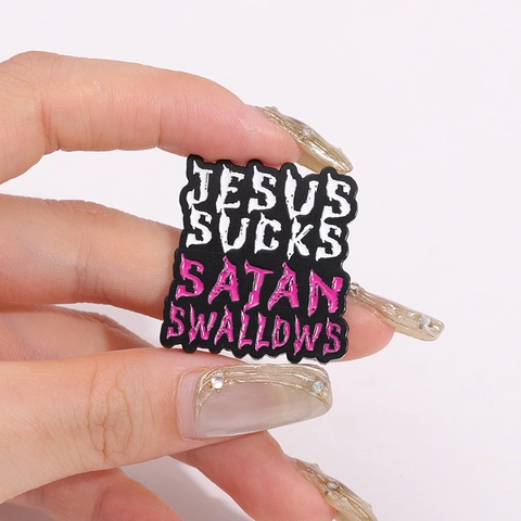 Gothic Horror Letter Alloy Enamel Brooch Pin Lacquered Badge For Clothes Backpack Punk Accessory Jewelry For Men Women