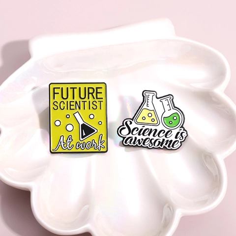 Cartoon Science Lab Enamel Pin Alloy Chemistry Flask Beaker Brooch Future Scientist Science Is Awesome Backpack Lapel Pin
