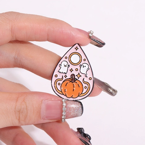 Legierung Gespenst Emaille Pins Cartoon Halloween Kürbis Tarotkarte Brosche Süße Metallische Lackierte Abzeichen Für Kleidung Party Dekoration