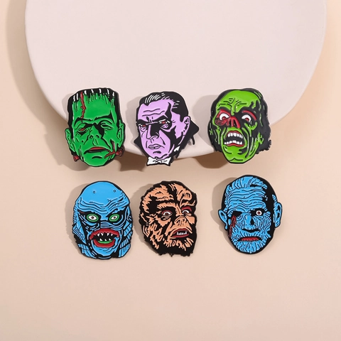 Spilla in Smalto Mostro Film Horror in Lega Classica Frankenstein Dracula Lupo Mannaro Spilla Halloween Cartone Animato Gioielli