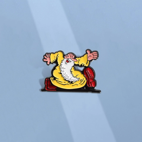 Spilla in Smalto Cartoon Vintage Mr Natural Simpatico Mago Vecchio Veste Gialla Distintivo in Lega per Zaino Accessori Vestiti