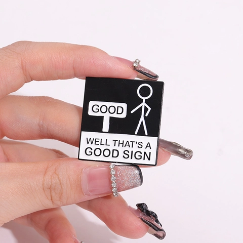 Humorous Alloy Stickman Enamel Pins Funny Slogan Brooches For Backpack Jacket Unisex Cartoon Badges Black White Enamel Jewelry Accessories