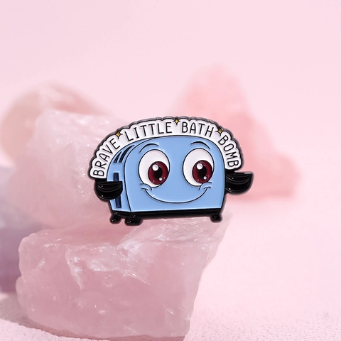 Funny Cartoon Toaster Enamel Brooch Pin Alloy Light Blue Baking Paint Lapel Pin Badge For Clothes Backpack Unisex Accessory