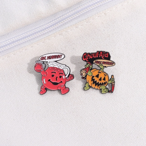 Cartoon Roter Krug Kürbis Emaille Pin Zinklegierung Halloween Seltsame Charakter Brosche Abzeichen Für Kleidung Taschen Dekor