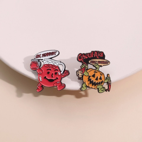 Cartoon Roter Krug Kürbis Emaille Pin Zinklegierung Halloween Seltsame Charakter Brosche Abzeichen Für Kleidung Taschen Dekor