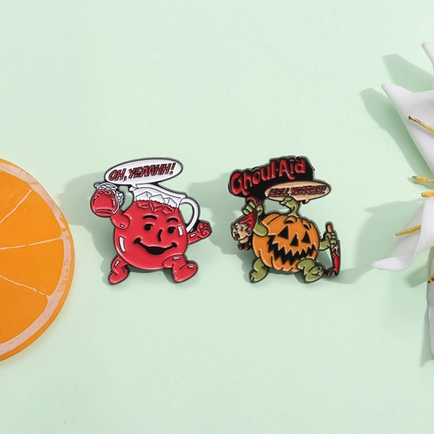 Broche Créative Halloween en Émail Parodie Caraffe Dessin Animé Monstre Citrouille Badge Alliage Personnalisé Décoration Vêtement