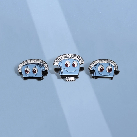 Insigne de Broche en Alliage de Grille-Pain Bleu de Dessin Animé Drôle avec Slogan Humoristique pour Décoration de Vêtements Sac à Dos