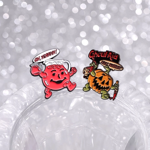 Creative Halloween Enamel Pin Brooch Funny Pumpkin Killer And Cartoon Character Parody Badge For Clothing Backpack Accessories