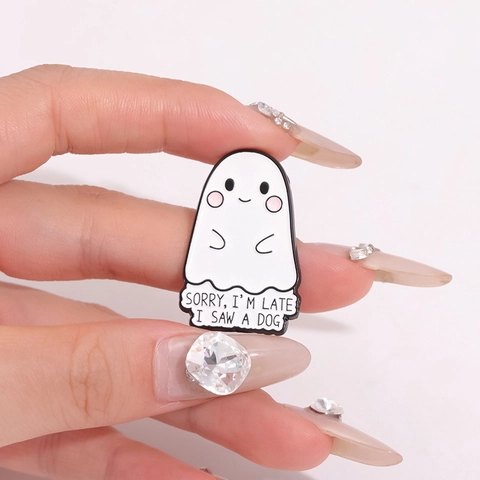 Cute Cartoon Halloween Ghost Alloy Enamel Brooch Pin Fun Quote Jewelry For Clothing Bags Backpacks Women Men Accessories