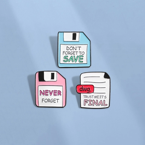 Retro Emaille Diskette Und Datei Brosche Lustige Büro Technik Reversnadeln Never Forget Trust Me It Is Final Legierung Abzeichen Schmuck
