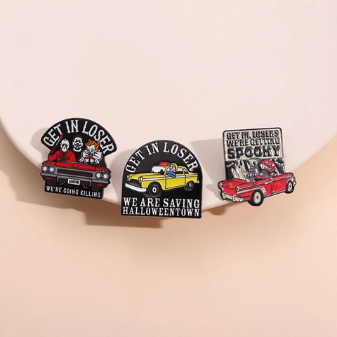 Halloween Emaille Brosche Zinklegering Griezelige Auto Patroon Geest Schedel Pompoen Badge Speldjes Voor Party Kleding Decor