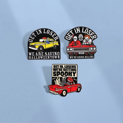 Halloween Emaille Brosche Zinklegering Griezelige Auto Patroon Geest Schedel Pompoen Badge Speldjes Voor Party Kleding Decor