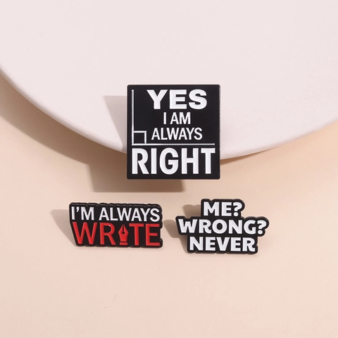 Humorous English Quote Enamel Pin Alloy Letter Brooch Black White Badges For Women Men Fashion Jewelry Gift Backpack Accessory