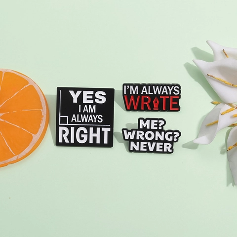 Humorous English Quote Enamel Pin Alloy Letter Brooch Black White Badges For Women Men Fashion Jewelry Gift Backpack Accessory