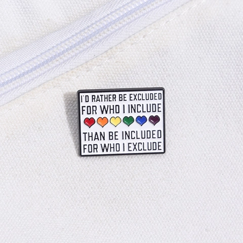 Motivational English Quote Rainbow Heart Alloy Brooch Enamel Pin Badge Personalized Inclusive LGBTQ Pride Jewelry Accessory