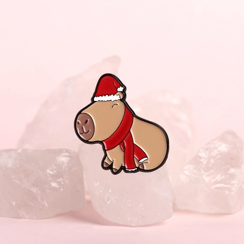 Weihnachten Capybara Emaille Pin Zinklegierung Cartoon Tier Brosche Abzeichen Für Kleidung Taschen Party Schmuck Geschenk Damen Herren