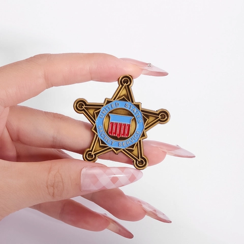 Spilla Vintage a Cinque Punte United States Secret Service in Lega di Bronzo Smalto Distintivo Stile Militare Accessori per Abbigliamento Regalo Souvenir