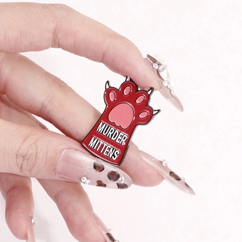 Kreativ Murder Mittens Katzenpfote Emaille Pin Lustige Tierpfote Brosche Abzeichen Für Rucksack Kleidung Revers Legierung Schmuck