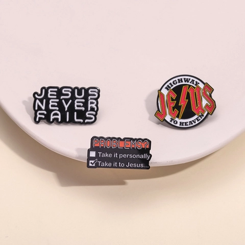 Inspirational Jesus Religious Enamel Pin Zinc Alloy Computer UI Pop-up Friend Request Slogan Badge Brooch For Clothes Backpack