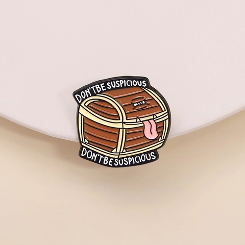 Mimic Treasure Chest Monster Enamel Pin Funny Dont Be Suspicious Metal Badge Zinc Alloy Gaming Jewelry Gift For Unisex