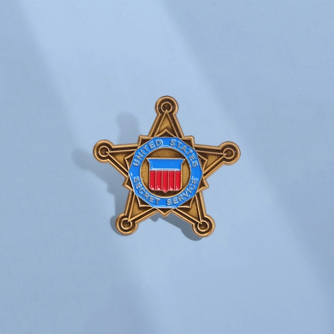 Spilla Vintage a Cinque Punte United States Secret Service in Lega di Bronzo Smalto Distintivo Stile Militare Accessori per Abbigliamento Regalo Souvenir