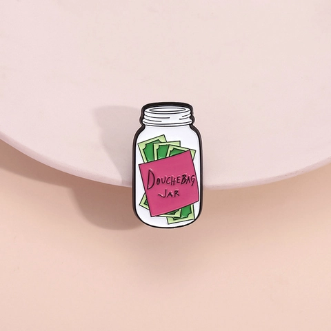 Kreative Douchebag Jar Emaille Pin Lustige Geld Box Zinklegierung Brosche Persönlichkeit Drift Flasche Form Revers Abzeichen Für Kleidung Tasche