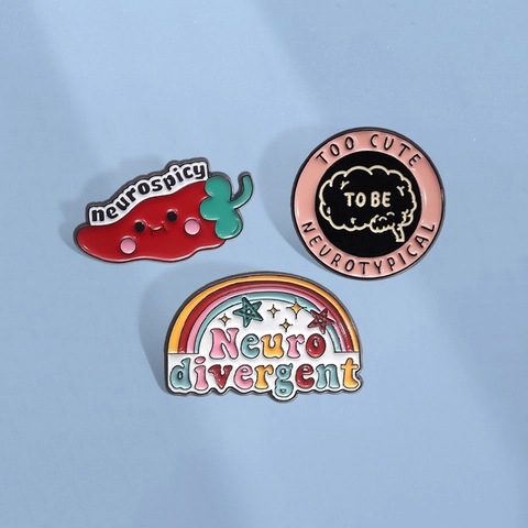 Cartoon Enamel Pin Neurodiversity Chili Brain Rainbow Neurodivergent Alloy Brooch For Backpacks Clothing Creative Jewelry Gift For Men Women