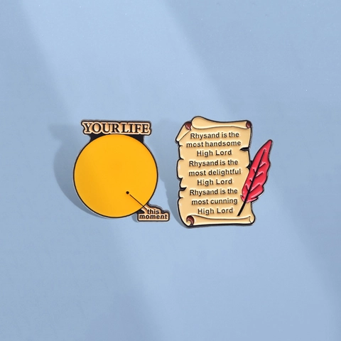 Minimalist Alloy Enamel Brooch Pin Literary Scroll Feather Quote Badge Motivational Jewelry For Clothes Hat Backpack