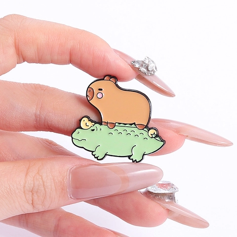 Cartoon Wasserschwein Emaille Pin Süße Tiere Legierung Brosche Metall Abzeichen Für Rucksack Kleidung Unisex Student Geschenk