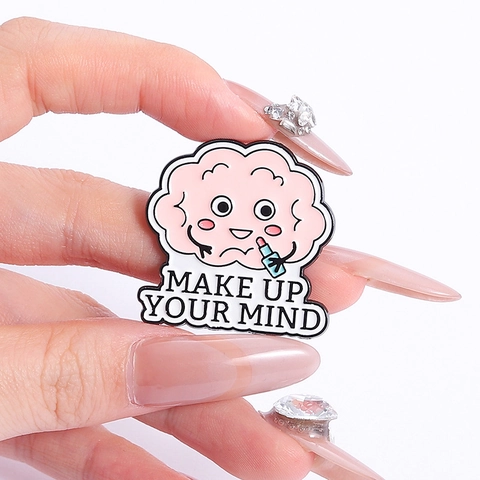 Épingle en Émail de Cerveau Rose Dessin Animé Ensemble de Badges Broches en Alliage de Zinc Open Mind Épingle à Revers Personnalisée pour Sac à Dos Veste Cadeau