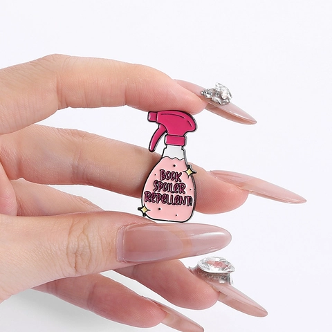 Creative Alloy Enamel Brooch Pin Set Pink Bottle Crystal Ball Design Decorative Lapel Pin For Book Lovers Daily Fashion