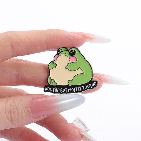 Spilla in Smalto Rana Cartone Animato in Lega di Zinco Spilla Animale Con Slogan Distintivo per Abiti Borse Gioielli Regalo
