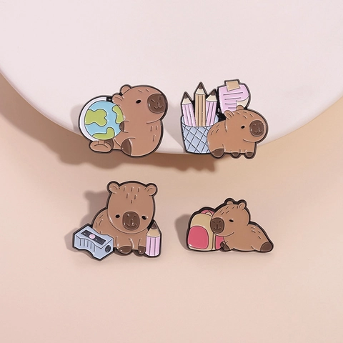 Süße Cartoon Wasserschwein Emaille Brosche Pin Zinklegierung Tier Badge Für Rucksack Kleidung Dekoration Abschluss Schule Serie Student Geschenk