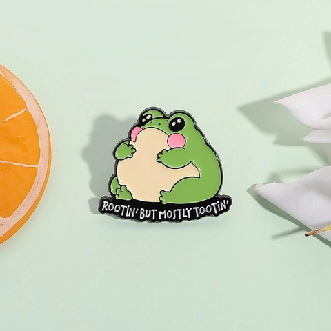 Süße Cartoon Grüne Dicke Frosch Emaille Pin Humorvolle Zinklegierung Brosche Abzeichen Mit Slogan Für Rucksack Kleidung