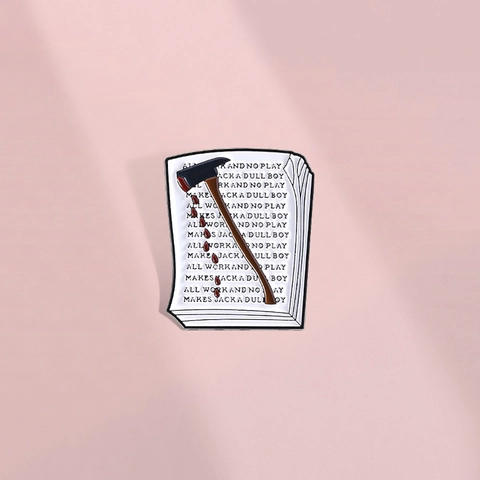 Horror Movie Inspired Enamel Pin Bloody Axe Manuscript Badge Lapel Brooch For Backpack Clothing Jacket Decorative Jewelry
