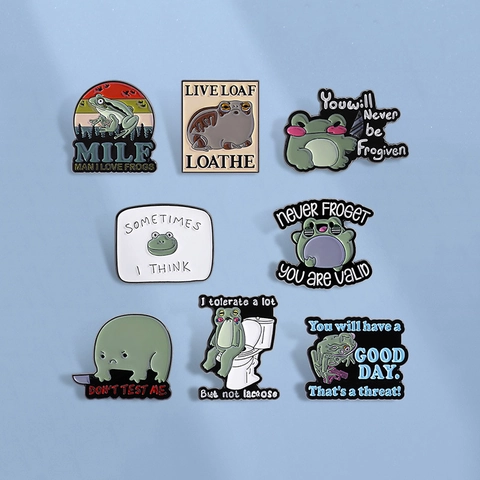 Cartoon Kikker Emaille Broche Pin Set Grappige Meme Zinklegering Dier Reversspelden Voor Rugzakken Jassen Vrouwen Mannen Sieraden