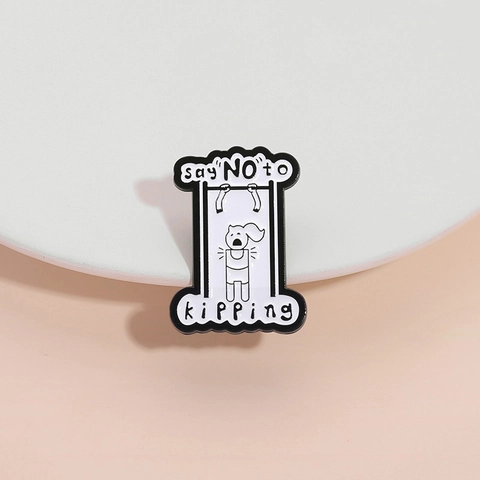 Funny Say No To Kipping Alloy Enamel Pin Fitness Pull-up Cartoon Brooch Sporty Lapel Pin For Gym Clothes Bag Decoration