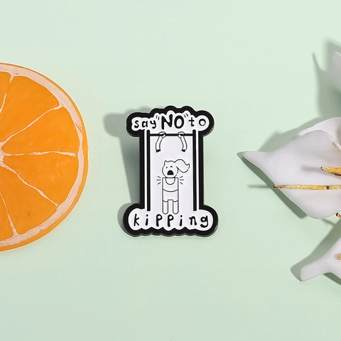Fitness Humorous Enamel Pin Cartoon Pull Up Figure Brooch Say NO To Kipping Funny Gym Badge Accessory For Backpack Clothing