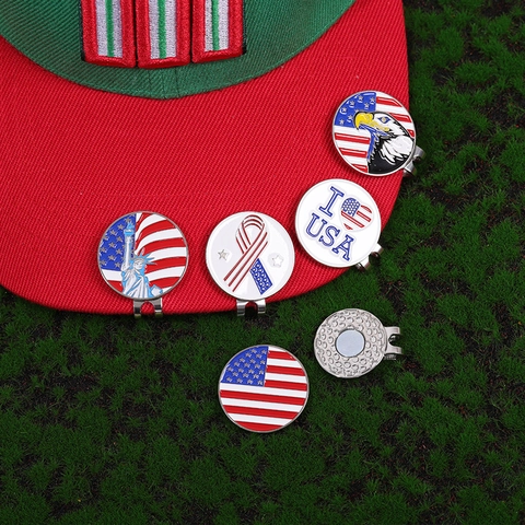 Magnetischer Golfballmarker Hutclip Amerikanische Flagge Adler Freiheitsstatue US Thema Metall Golfzubehör Für Herren Damen Golfer Geschenk