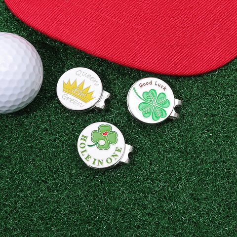 Professioneller Zinklegierung Golf Ballmarker Mit Magnetischem Hutclip Emaille Krone Kleeblatt Hole In One Muster Golf Trainingszubehör Geschenk