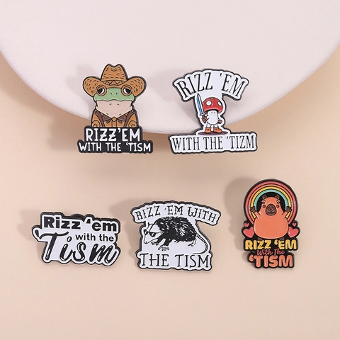 Legierung Emaille Brosche Anstecknadel Cartoon Frosch Wasserschwein Pilz Opossum Abzeichen Humorvoll Internet Meme Schmuck Für Rucksack